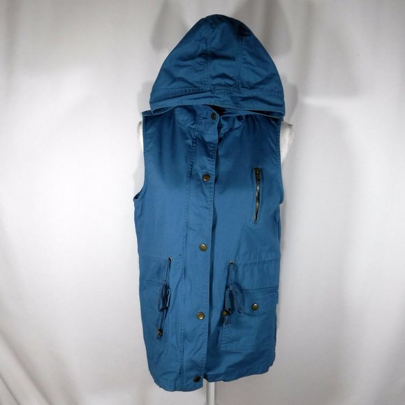 Zenana Outfitters Vest Size Medium Hood Cargo - Picture 3 of 10